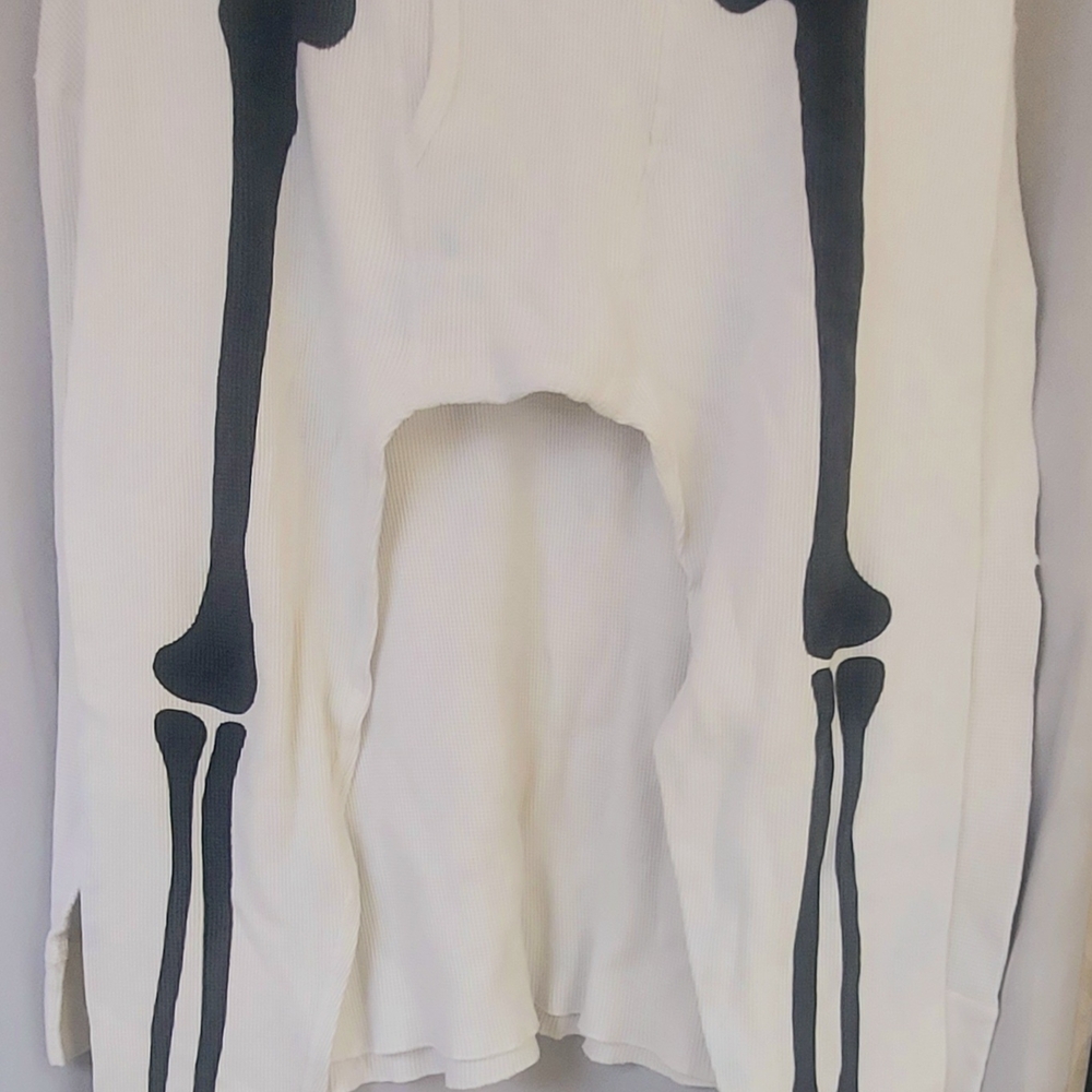 Supreme White Thermal Pants with Black Skeleton Design